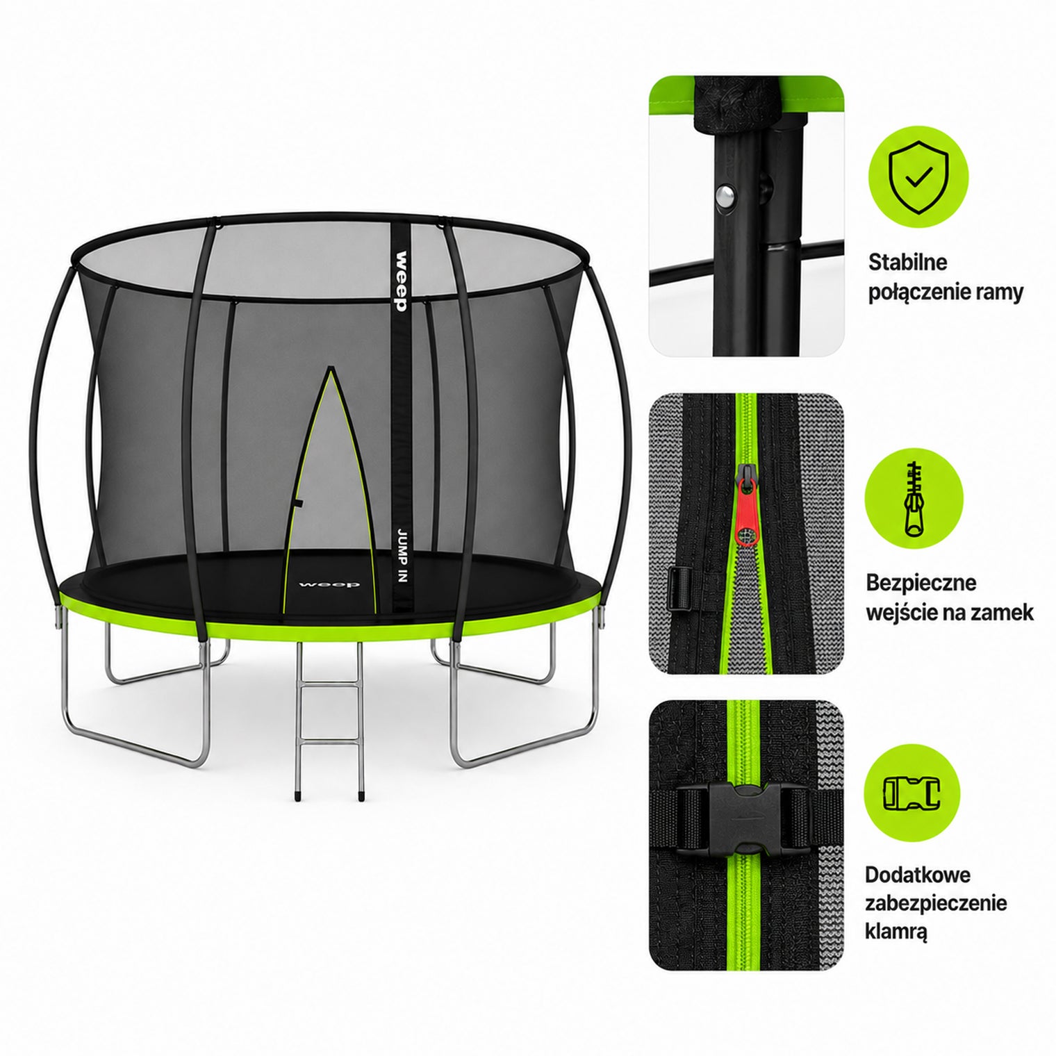 Trampolina Ogrodowa Domowa Dla Dzieci Z Siatką Wewnętrzną - Weep 366cm 12Ft