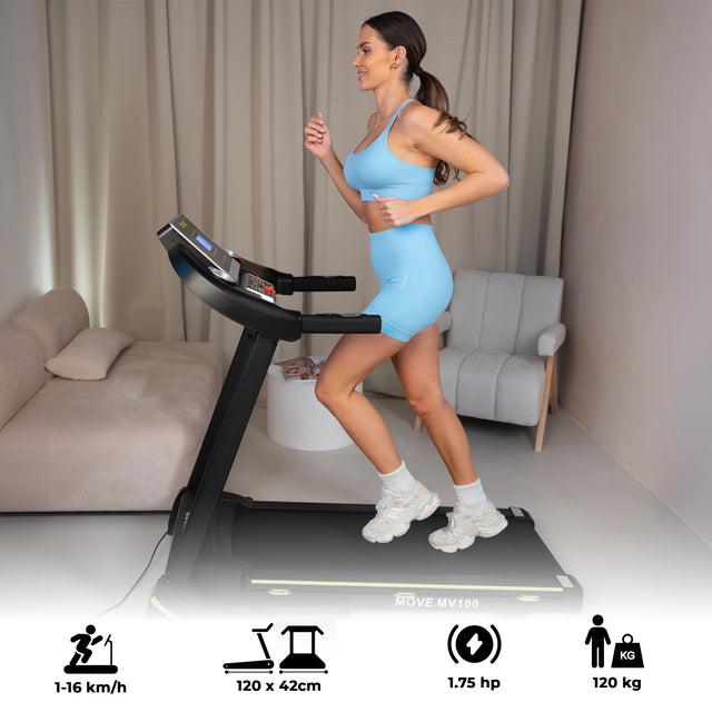 Weep Move Bieżnia Elektryczna Składana Mocna 3 Stopnie Nachylenia 16km/h 120kg