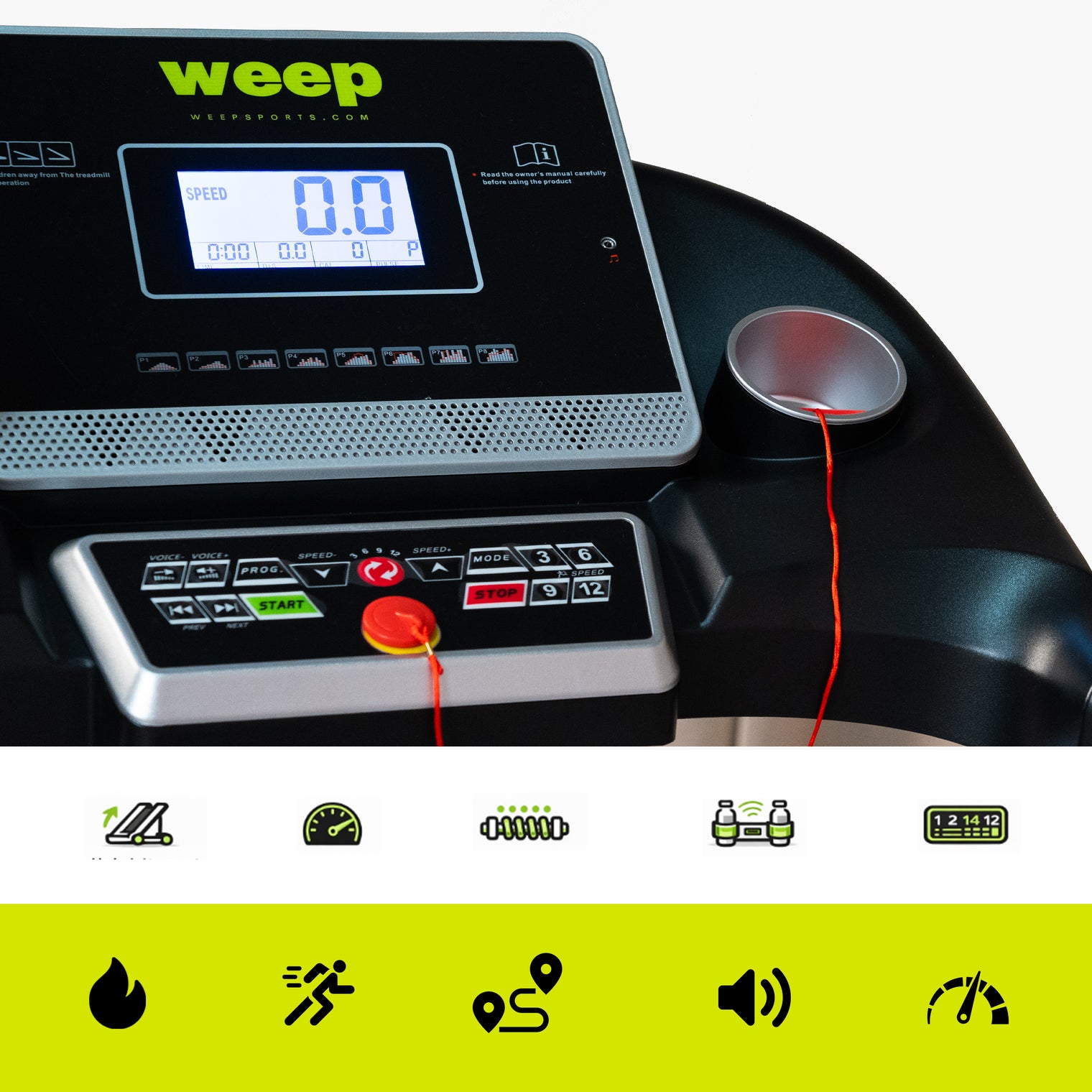 Weep Move Bieżnia Elektryczna Składana Mocna 3 Stopnie Nachylenia 16km/h 120kg