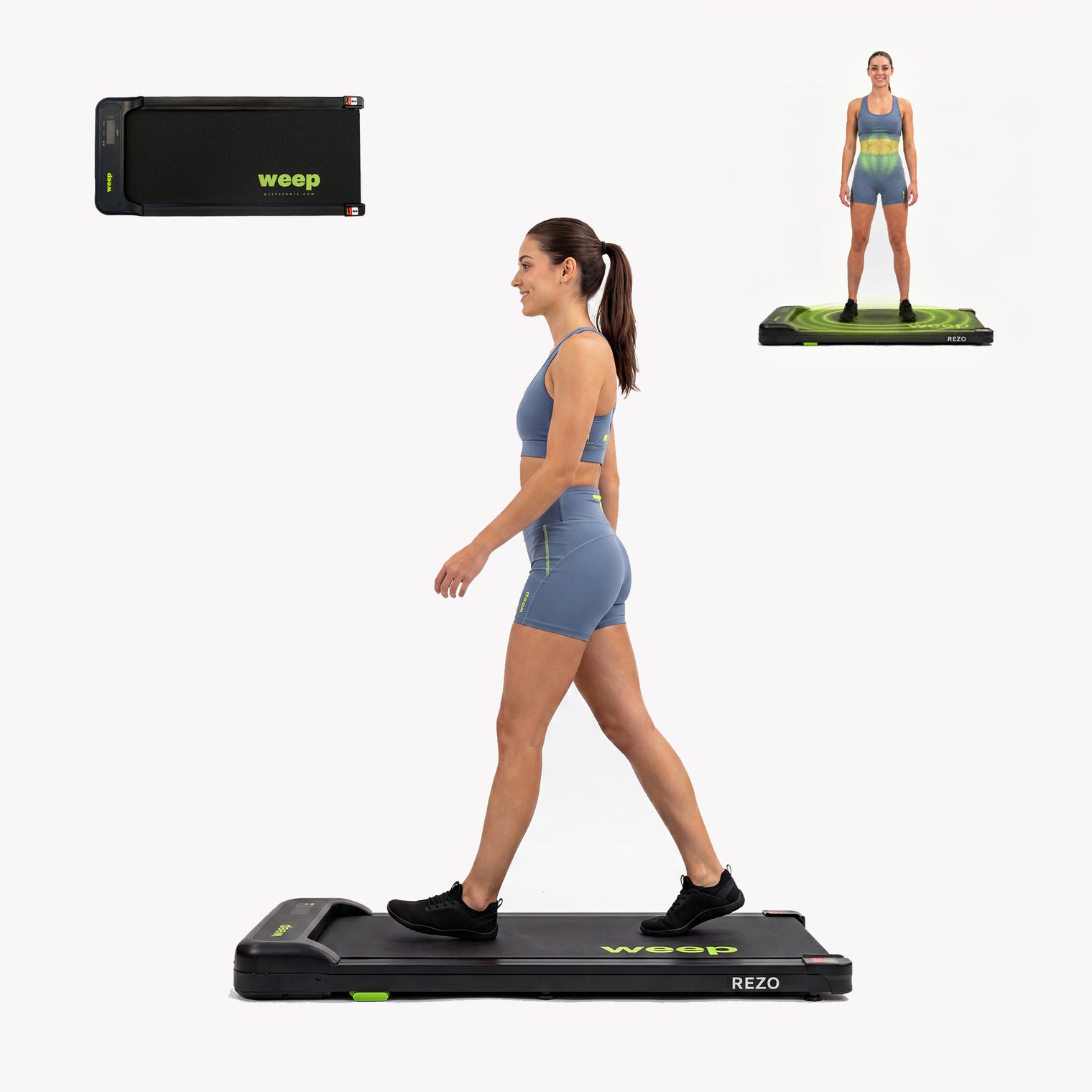 Weep REZO Bieżnia Elektryczna pod Biurko z Masażem Wibracyjnym 2w1 Walking Pad 2 Poziomy Nachylenia