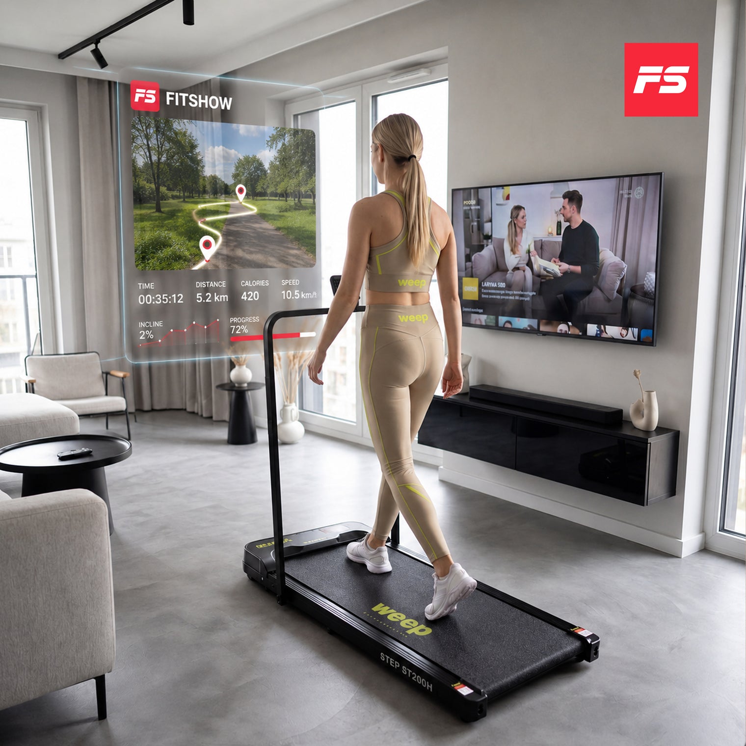 Weep STEP ST200H Bieżnia Elektryczna Składana 2w1 2-Poziomy Nachylenia FItshow App