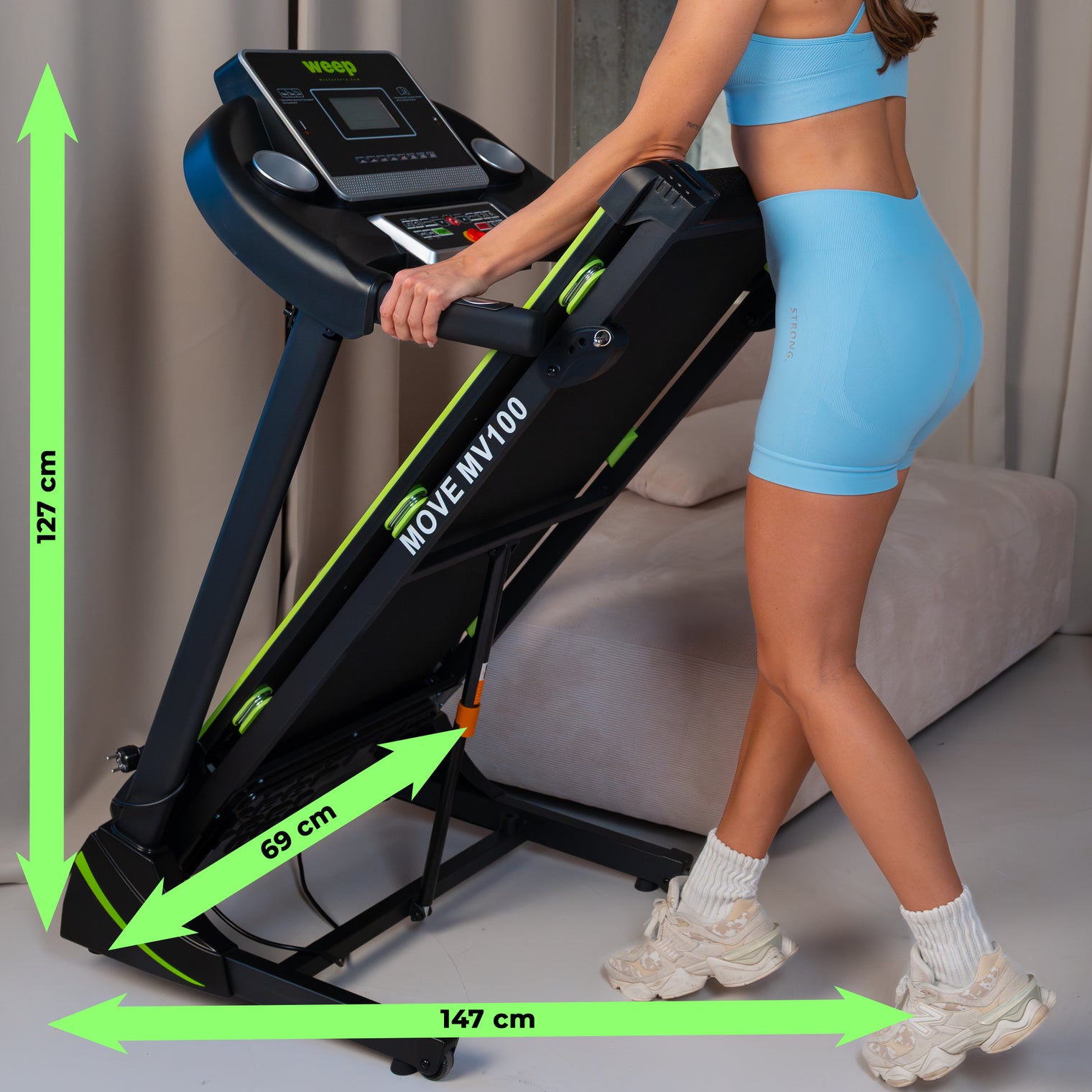 Weep Move Bieżnia Elektryczna Składana Mocna 3 Stopnie Nachylenia 16km/h 120kg