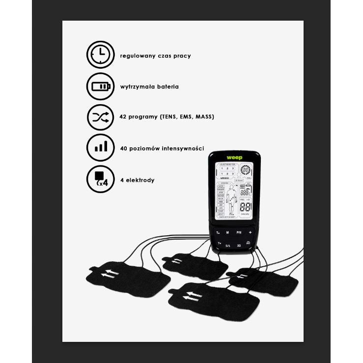 Masażer elektrostymulator mięśni i nerwów WEEP MASAŻ TENS EMS STYMULACJA