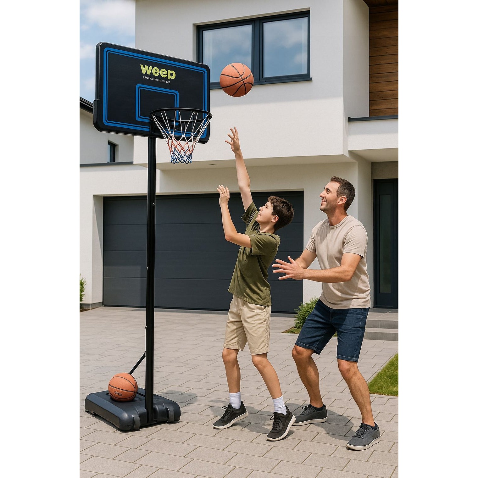 Zestaw do koszykówki Kosz WEEP M016 regulowany 230-305cm Stabilny kółka