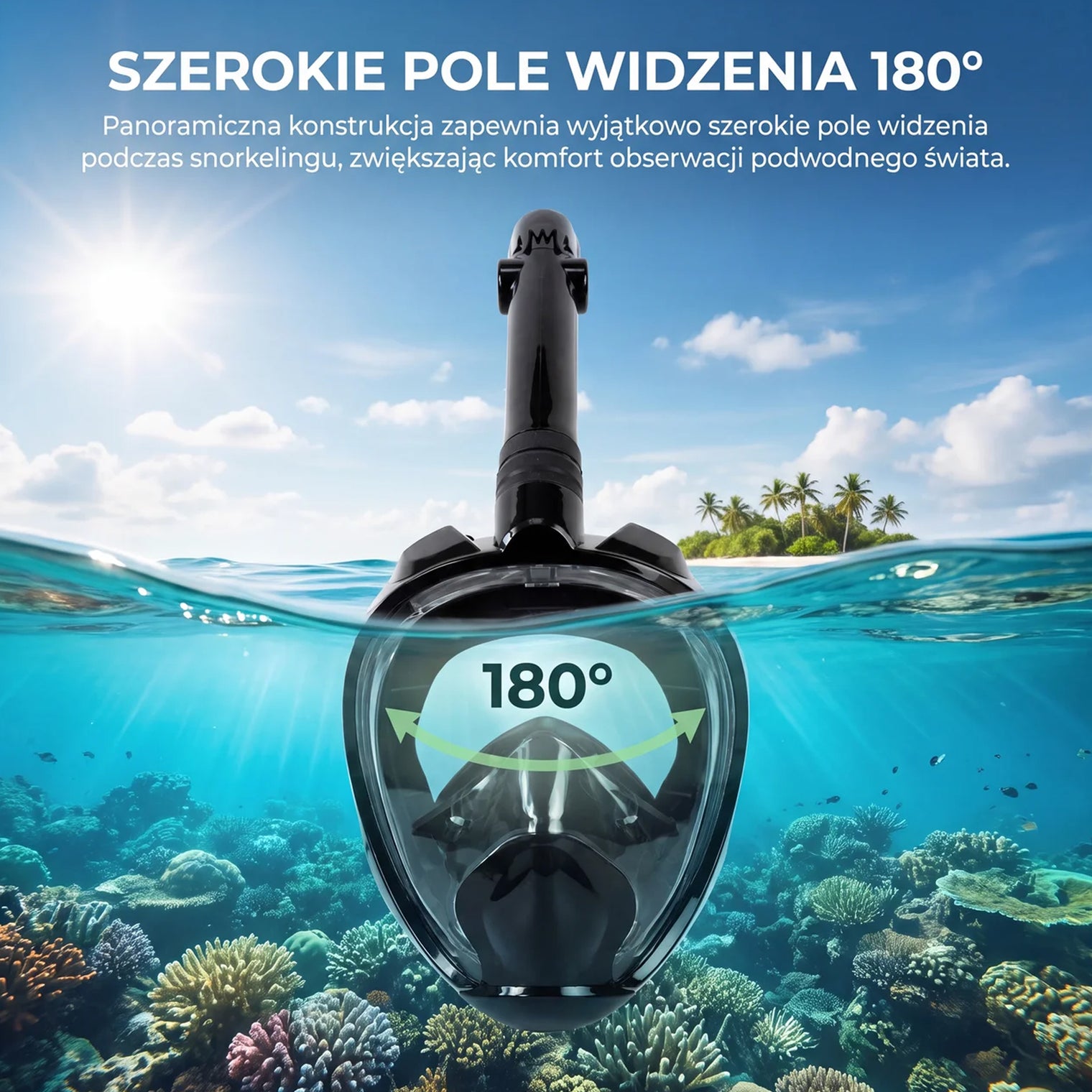 Maska Do Nurkowania Panoramiczna Pełnotwarzowa 180° No Fog Weep Lg Pro
