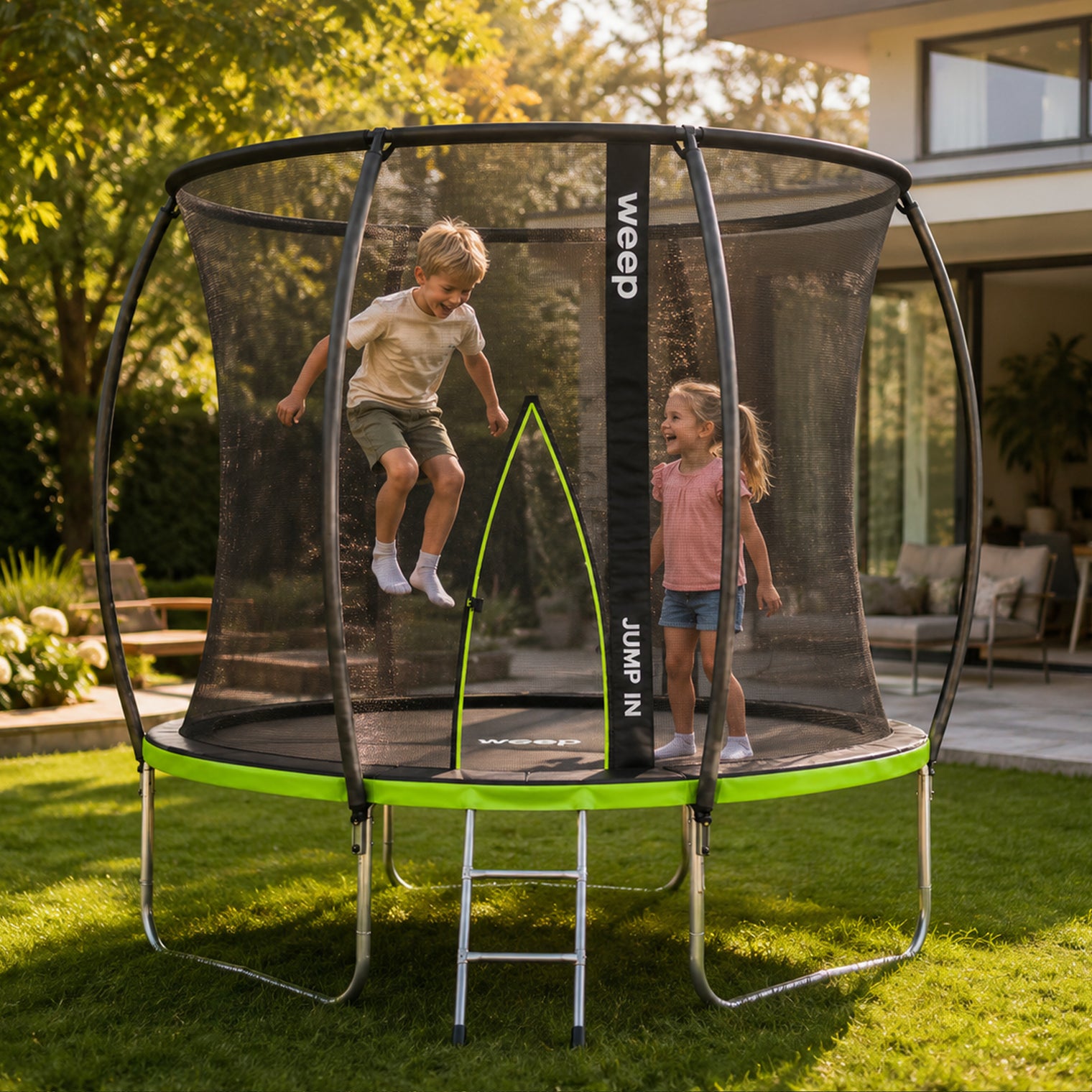 Trampolina Ogrodowa Domowa Dla Dzieci Do Ogrodu Z Siatką Wewnętrzną - Weep 305cm 10"