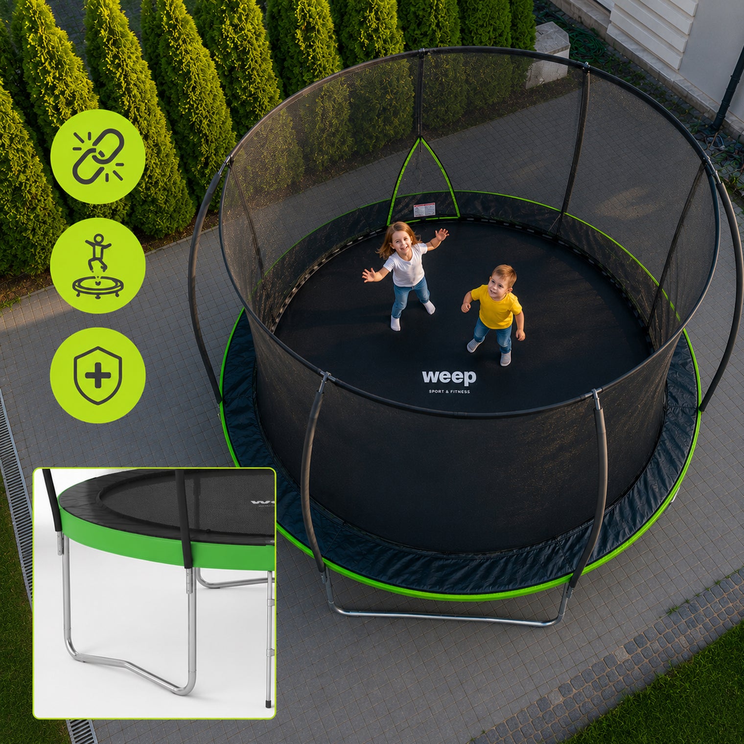 Trampolina Ogrodowa Domowa Dla Dzieci Z Siatką Wewnętrzną - Weep 366cm 12Ft