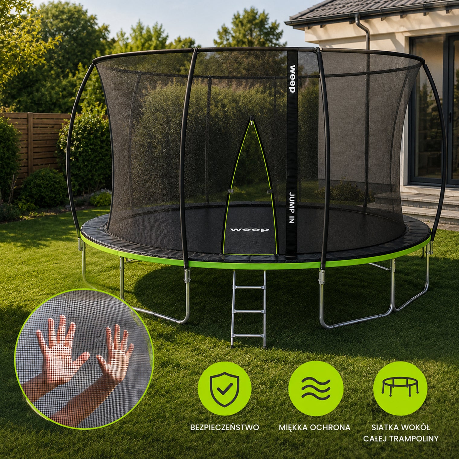Trampolina Ogrodowa Domowa Dla Dzieci Z Siatką Wewnętrzną - Weep 366cm 12Ft