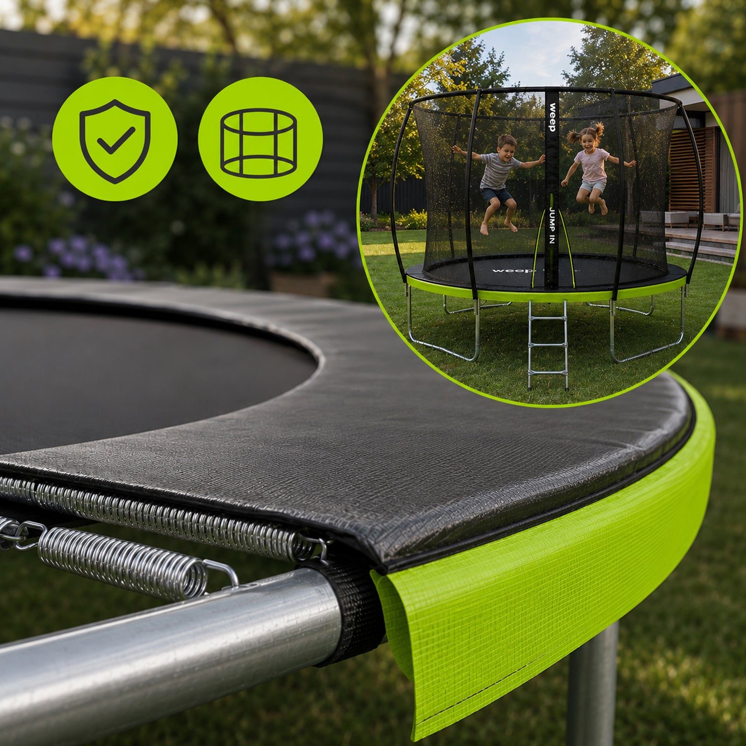 Trampolina Ogrodowa Domowa Dla Dzieci Z Siatką Wewnętrzną - Weep 366cm 12Ft