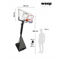 Zestaw do koszykówki Kosz WEEP M027 pełnowymiarowy do 305cm z korbą 80x136