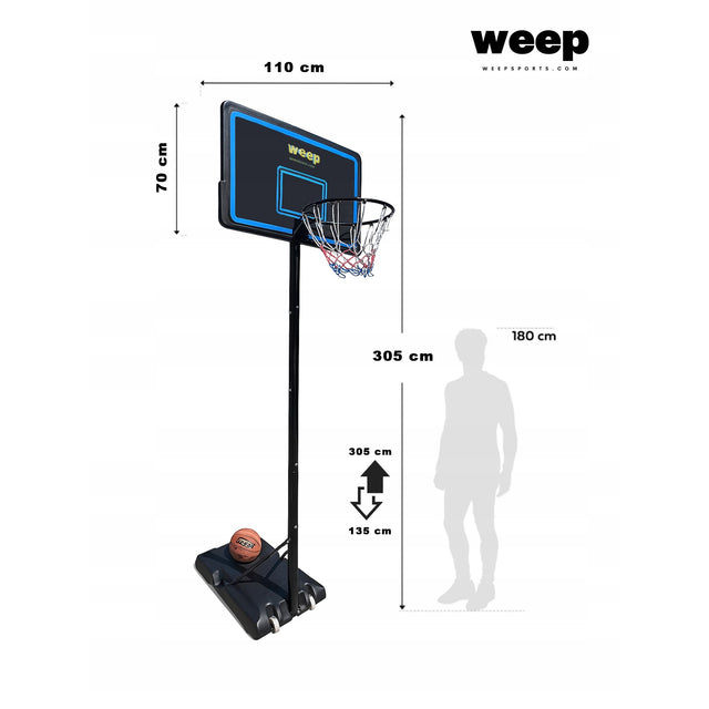Zestaw do koszykówki Kosz WEEP M016 regulowany 230-305cm Stabilny kółka