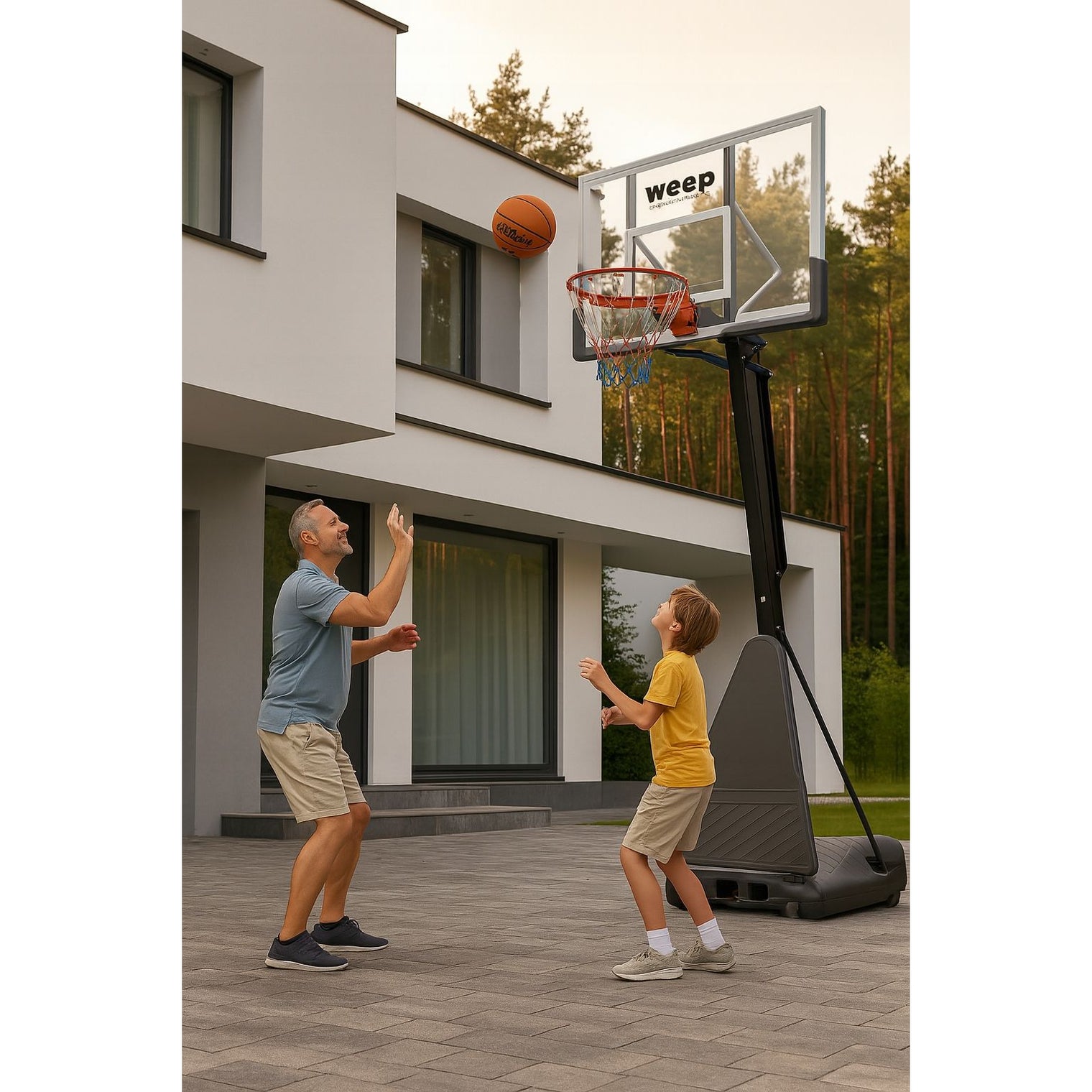 Zestaw do koszykówki Kosz WEEP M027 pełnowymiarowy do 305cm z korbą 80x136