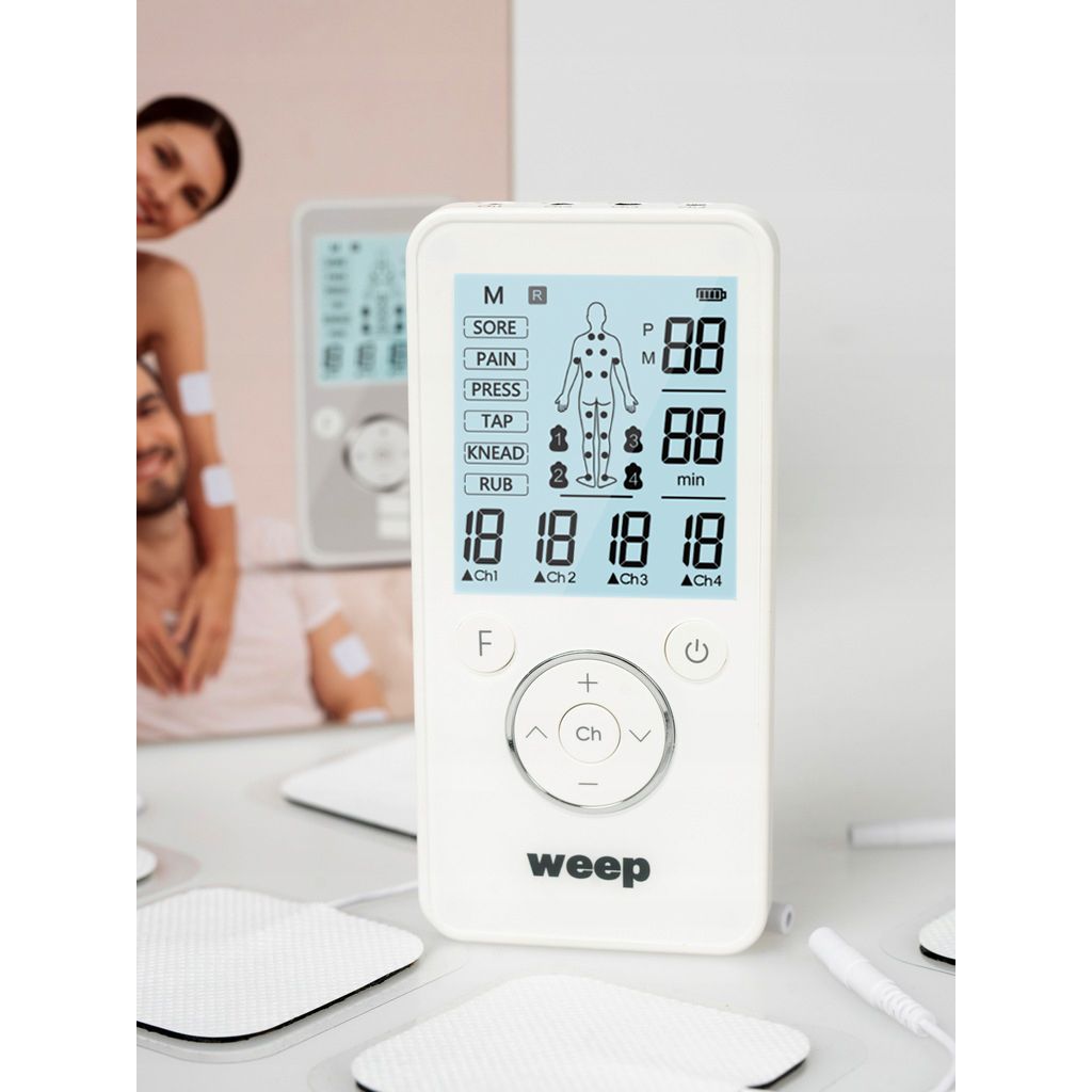 Masażer elektrostymulator mięśni i nerwów WEEP masaż TENS EMS aż 8 ELEKTROD