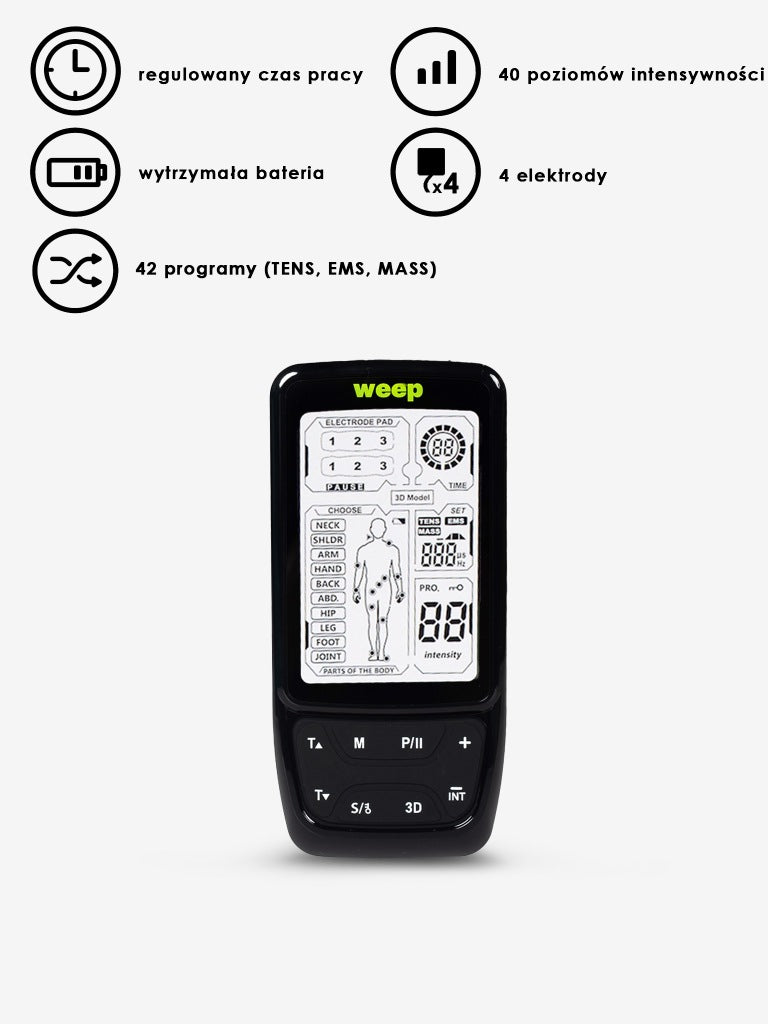 Masażer elektrostymulator mięśni i nerwów WEEP MASAŻ TENS EMS STYMULACJA