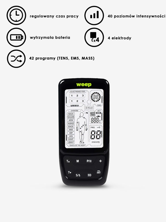 Masażer elektrostymulator mięśni i nerwów WEEP MASAŻ TENS EMS STYMULACJA