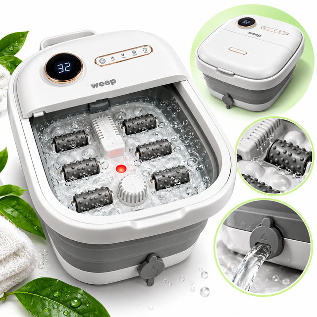 Weep T5 Pro Wasser-Fußmassagegerät klappbar Hydromassage Heizung Rollen 500W