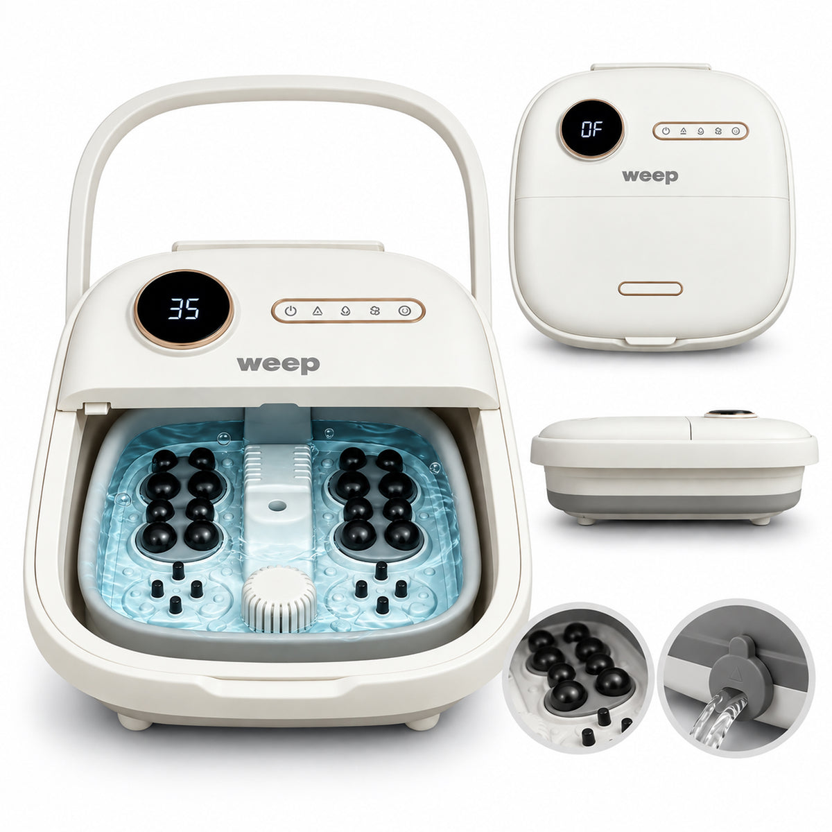 Weep D5 Foldable Hydro-Massage Foot Massager with Heating and Shiatsu Rollers