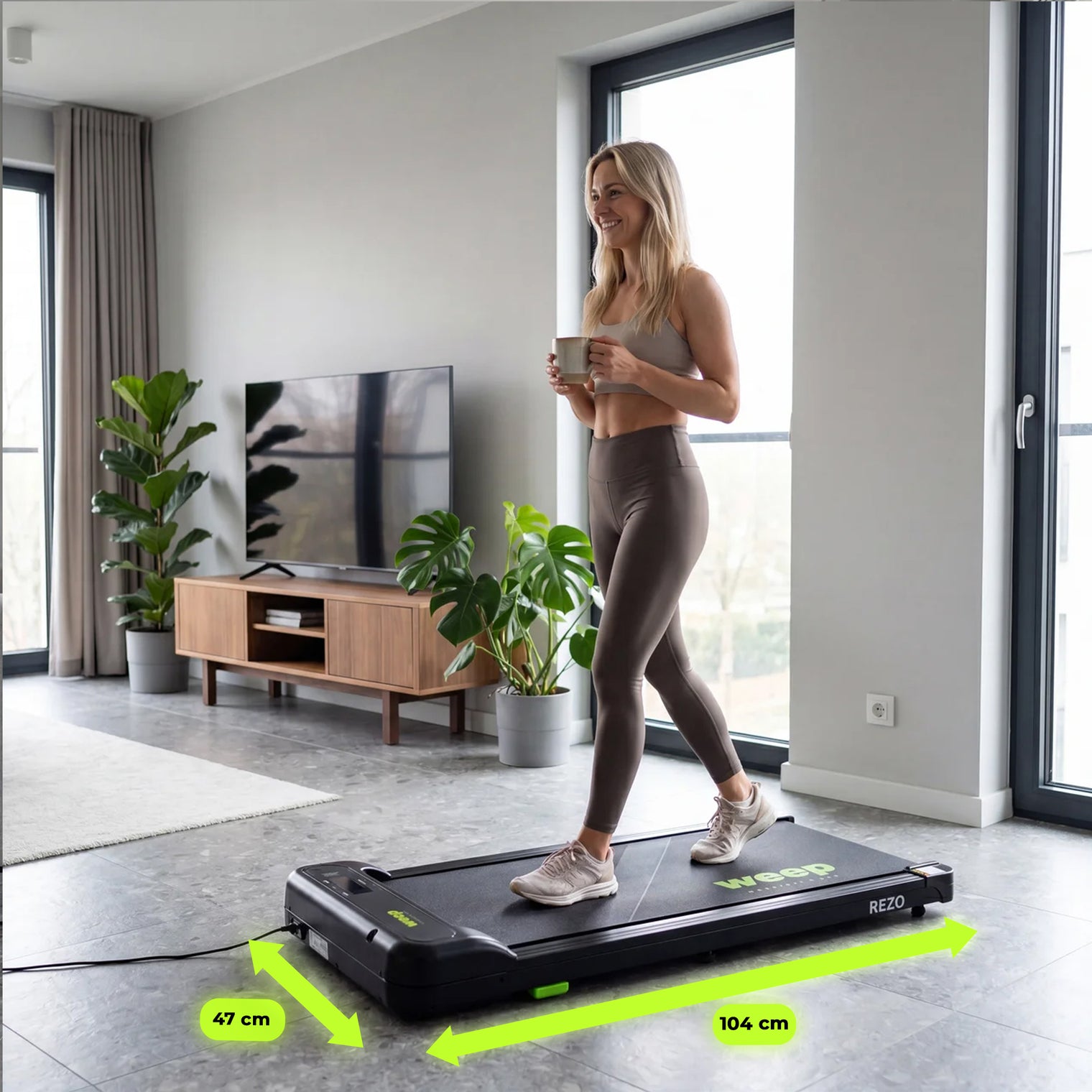 Weep REZO Bieżnia Elektryczna pod Biurko z Masażem Wibracyjnym 2w1 Walking Pad 2 Poziomy Nachylenia
