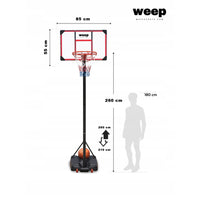 Zestaw do koszykówki Kosz WEEP TN001 regulowany do 260cm mobilny 82x52cm